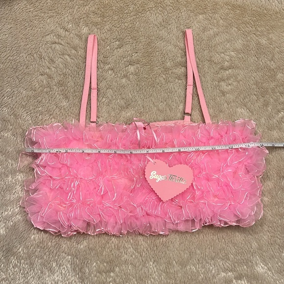 DOLLS KILL Sugar Thrillz In Your Fantasies Ruffle Tulle Crop Top - Picture 11 of 11